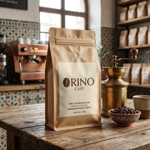 Orino Café coffee presented in a warm café setting